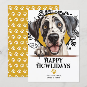 Lycklig Howlidays Great dane Hund jul Julkort
