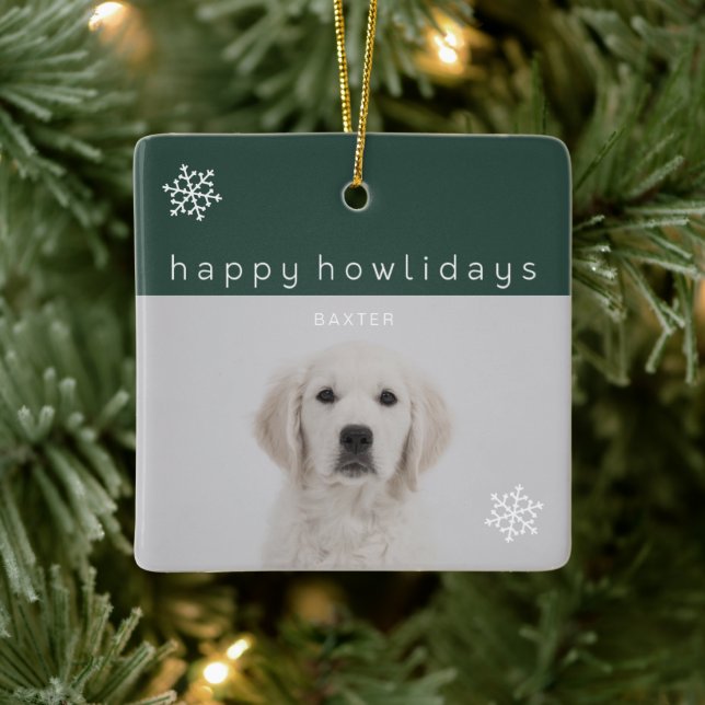 Lycklig Howlidays Grönt Photo Pet Julgransprydnad Keramik (Träd)
