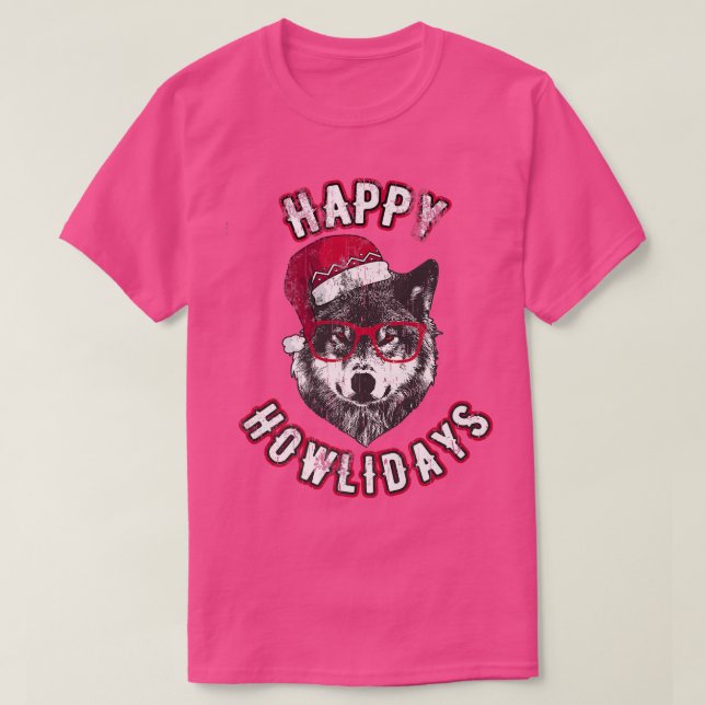 Lycklig Howlidays Grumpy Varg jul Vargar älskare T Shirt (Design framsida)