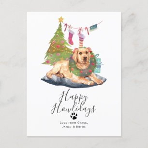 Lycklig Howlidays Gult Labrador Hund jul Helg Vykort