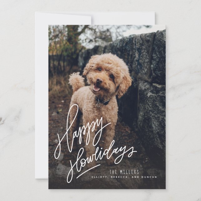 Lycklig Howlidays Hand-lettered | Pet Hund Photo (Framsida)