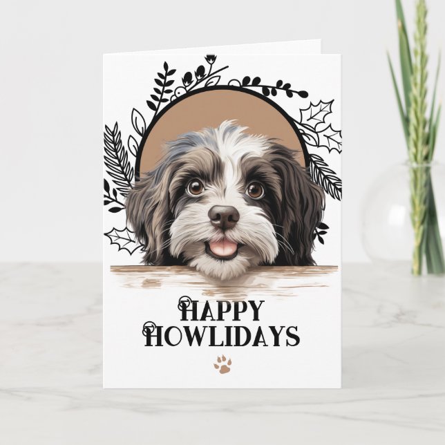 Lycklig Howlidays Havanese Hund jul Helgkort (Framsida)