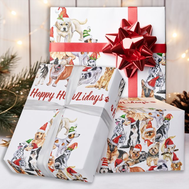 Lycklig HOWLidays Hund älskare Julgran Hundar Presentpapper (Skapare uppladdad)