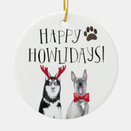 Lycklig Howlidays Hund | Cute Pet Helgdag Julgransprydnad Keramik