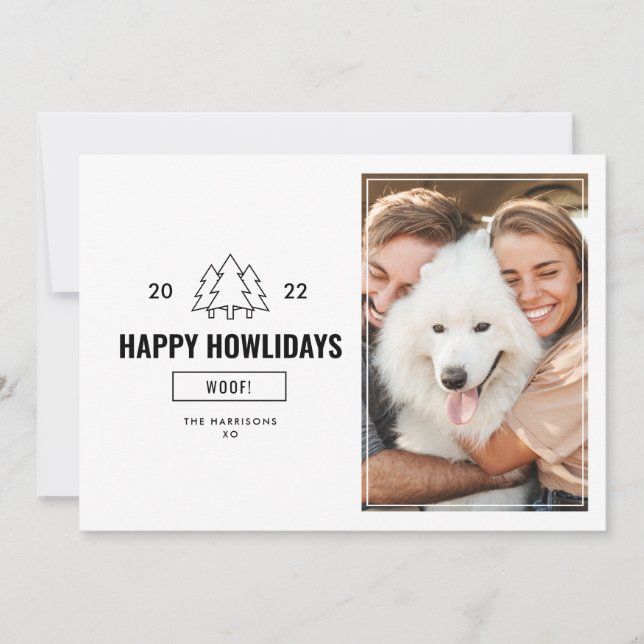 Lycklig Howlidays Hund Family Photo 2022 Julkort (Framsida)
