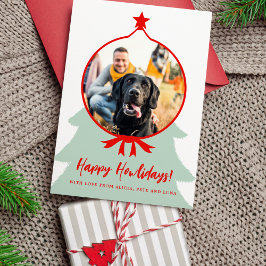 Lycklig Howlidays-hund fotoröd jul Julkort