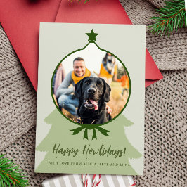 Lycklig Howlidays-hund-fotot grönt jul Julkort
