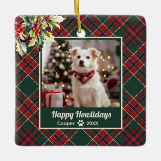 Lycklig Howlidays Hund Grönt Red Play-julen Julgransprydnad Keramik