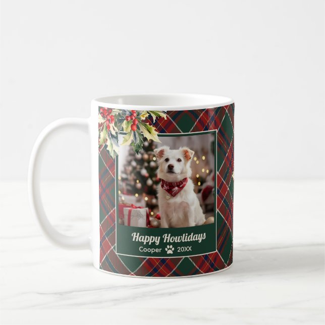 Lycklig Howlidays Hund Grönt Red Play-julen Kaffemugg (Vänster)