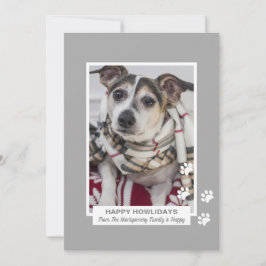 Lycklig Howlidays Hund med Tass avtryck Pet Photo Julkort
