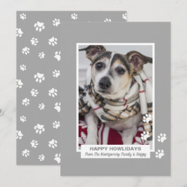 Lycklig Howlidays Hund med Tass avtryck Pet Photo Julkort