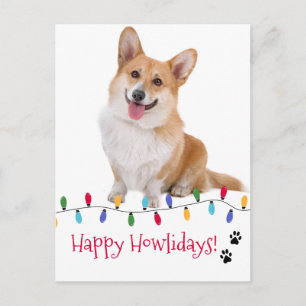 Lycklig Howlidays Hund Photo Festive jul ljus Vykort