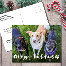Lycklig Howlidays Hund Photo jul Helg Vykort
