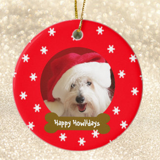 Lycklig Howlidays Hund Snowflake jul Ornament