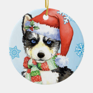 Lycklig Howlidays Husky Julgransprydnad Keramik