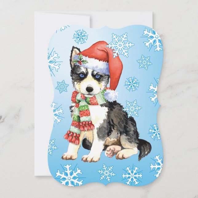 Lycklig Howlidays Husky Julkort (Framsida)