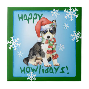 Lycklig Howlidays Husky Kakelplatta