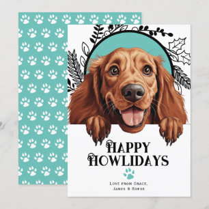 Lycklig Howlidays Irish Setter Hund jul Julkort