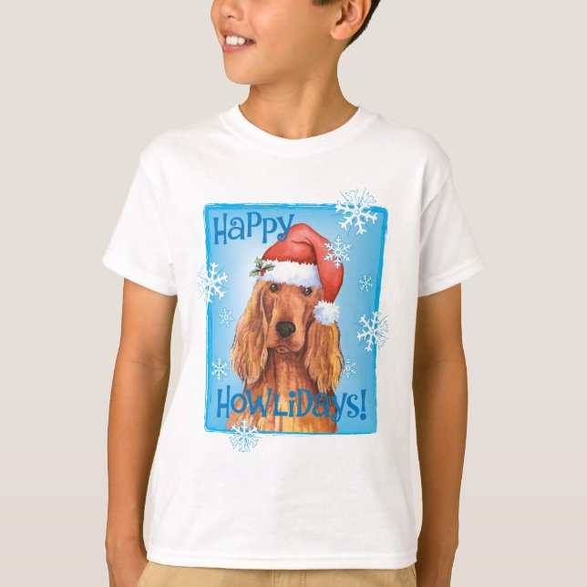Lycklig Howlidays Irish Setter T-Shirt (Framsida)