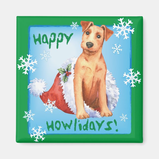 Lycklig Howlidays Irish Terrier Magnet (Framsidan)