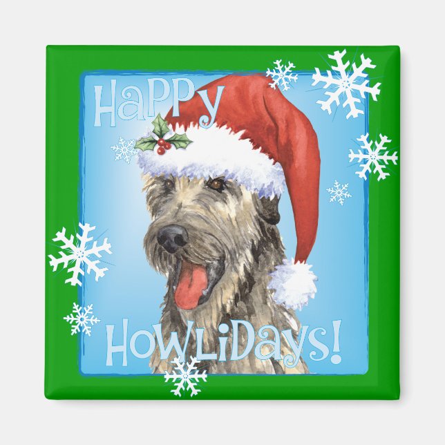 Lycklig Howlidays Irish Wolfhound Magnet (Framsidan)