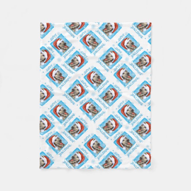 Lycklig Howlidays irländareWolfhound Fleecefilt (Framsidan)