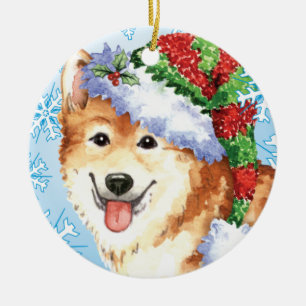 Lycklig Howlidays isländskaSheepdog Julgransprydnad Keramik