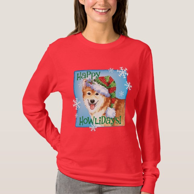 Lycklig Howlidays isländskaSheepdog Tee (Framsida)