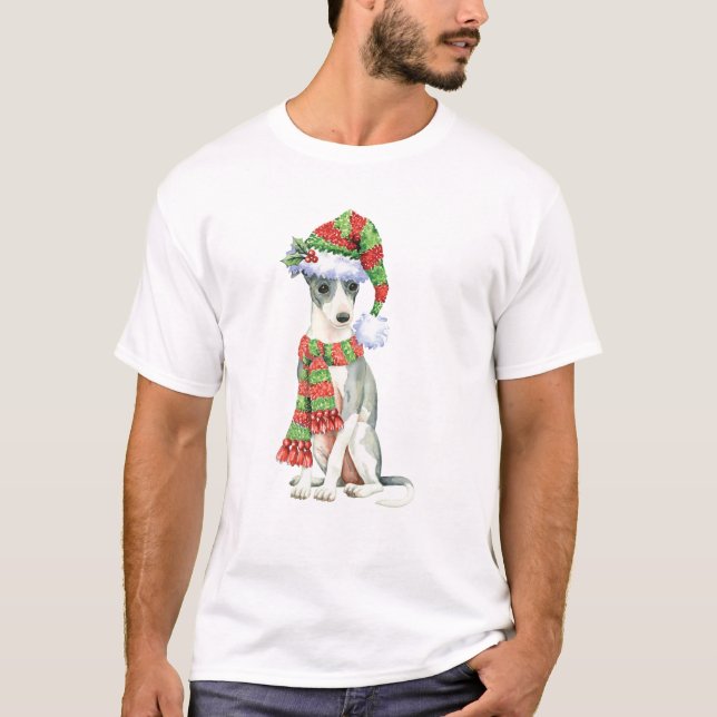 Lycklig Howlidays italienarevinthund T Shirt (Framsida)