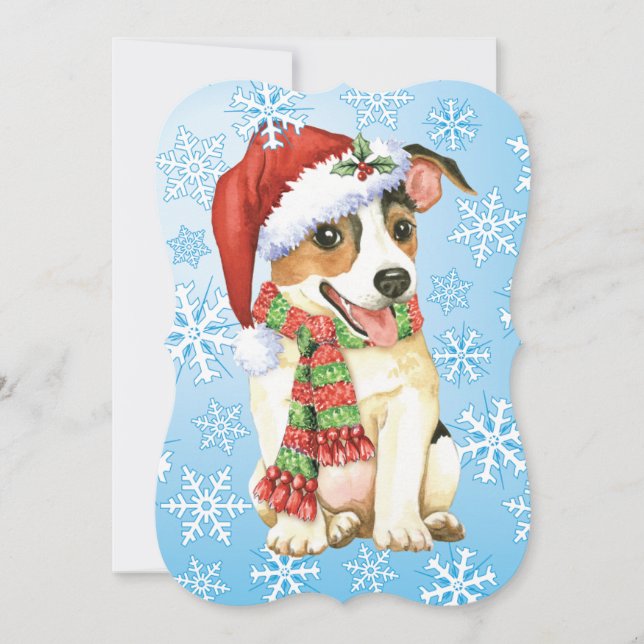 Lycklig Howlidays Jack Russell Helgdag Card Julkort (Framsida)