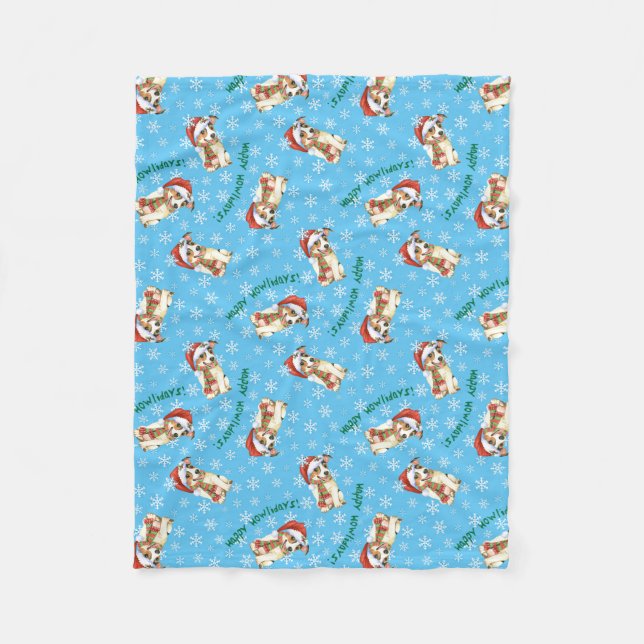 Lycklig Howlidays Jack Russell Terrier Fleecefilt (Framsidan)