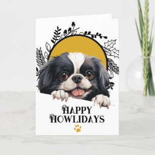 Lycklig Howlidays japanska chin-Hund jul Helgkort