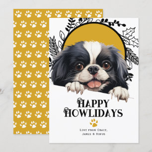 Lycklig Howlidays japanska chin-Hund jul Julkort