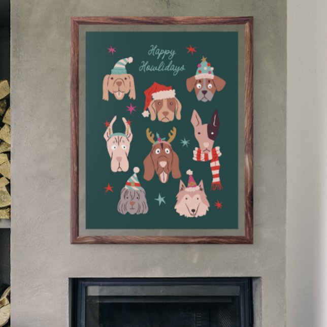 Lycklig Howlidays jul-Hund Helgdag Poster (Skapare uppladdad)