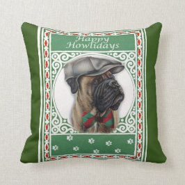 Lycklig Howlidays julboxer Hund Art Kudde