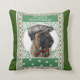 Lycklig Howlidays julboxer Hund Art Kudde