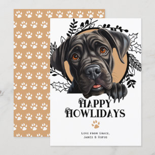 Lycklig Howlidays Käpp Corso Hund jul Julkort