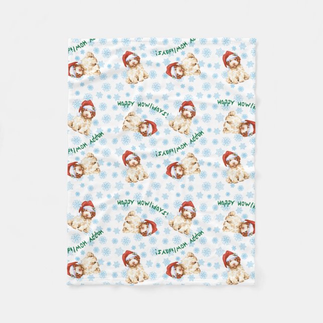 Lycklig Howlidays Lagotto Romagnolo Fleece Blanket (Framsidan)
