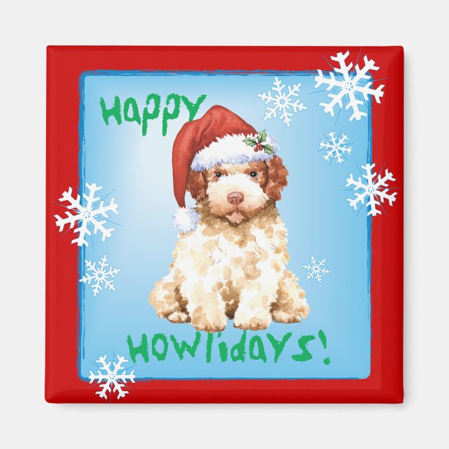 Lycklig Howlidays Lagotto Romagnolo Magnet (Framsidan)