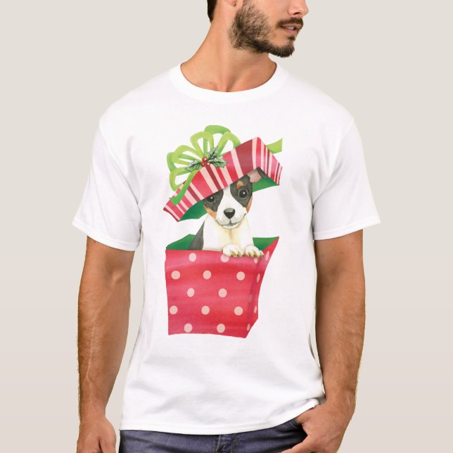 Lycklig Howlidays Leksak Fox Terrier T Shirt (Framsida)