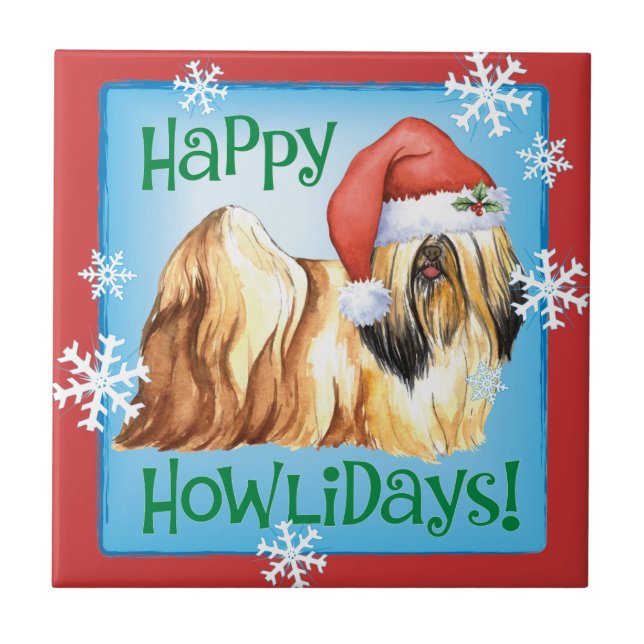 Lycklig Howlidays Lhasa Apso Kakelplatta (Framsidan)