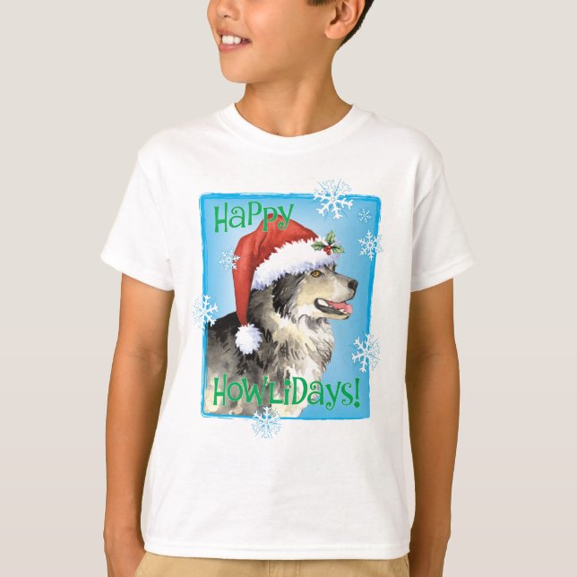 Lycklig Howlidays Malemute T-Shirt (Framsida)
