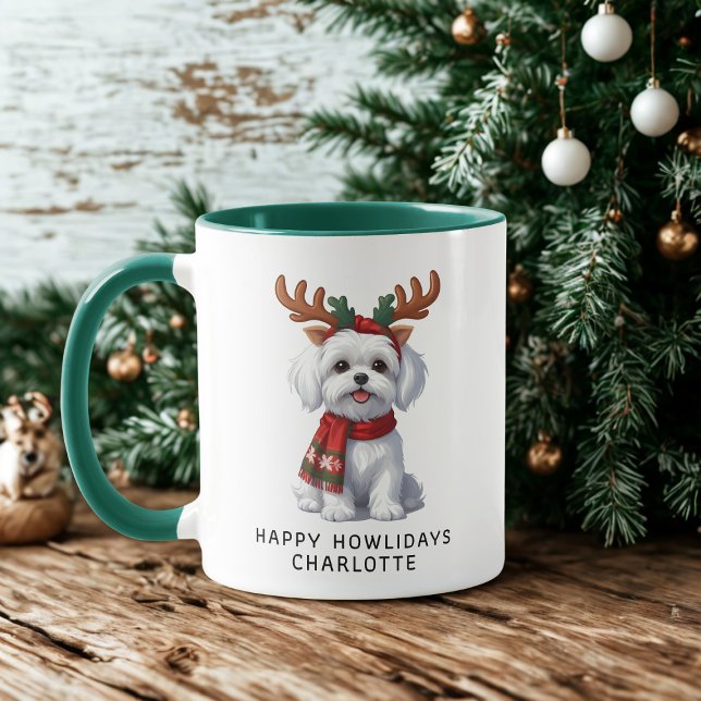 Lycklig Howlidays Maltesisk Hund julkaffe Mugg (Skapare uppladdad)