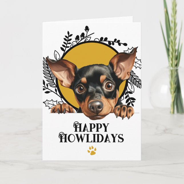 Lycklig Howlidays Manchester Terrier Hund jul Helgkort (Framsida)