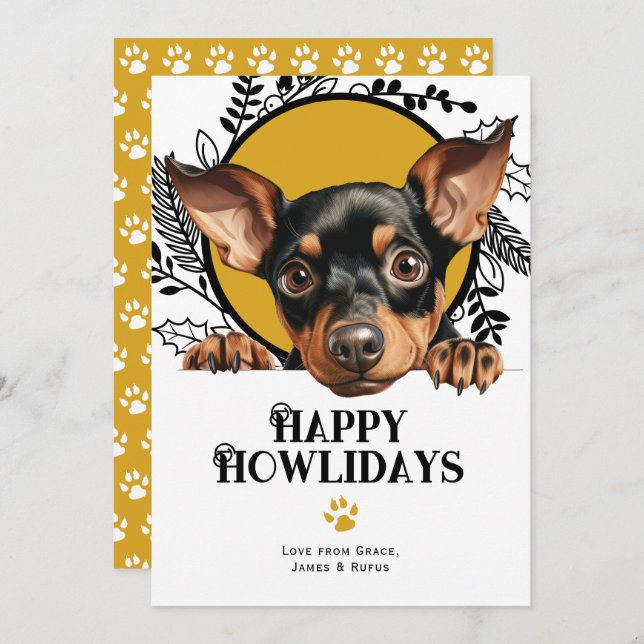 Lycklig Howlidays Manchester Terrier Hund jul Julkort (Fram/baksida)