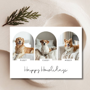 Lycklig Howlidays med 3 Pet Namn fotopul jul Julkort