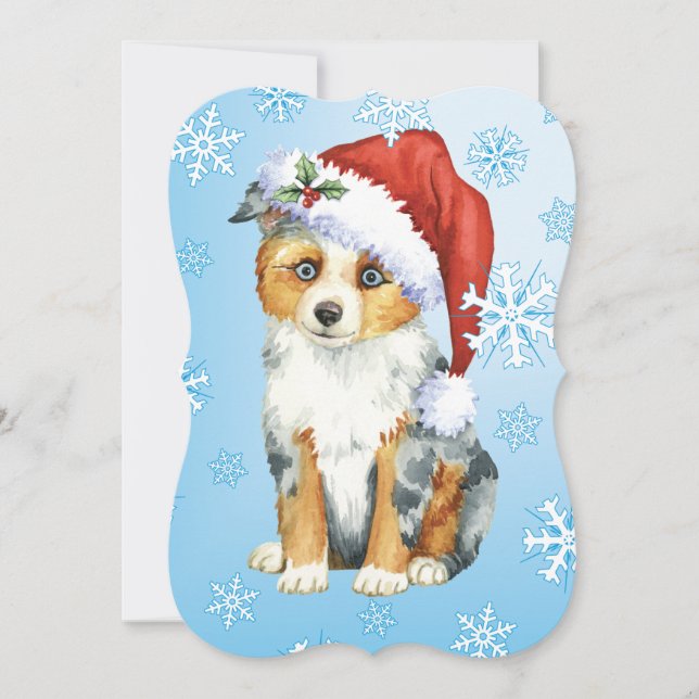 Lycklig Howlidays Mini American Shepherd Julkort (Framsida)
