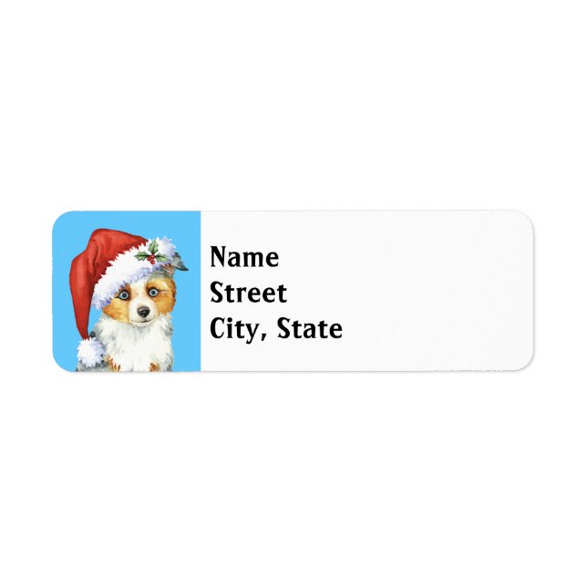 Lycklig Howlidays Mini American Shepherd Returadress Etikett (Framsidan)