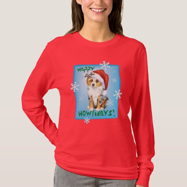 Lycklig Howlidays mini- amerikanherde T Shirt (Framsida)