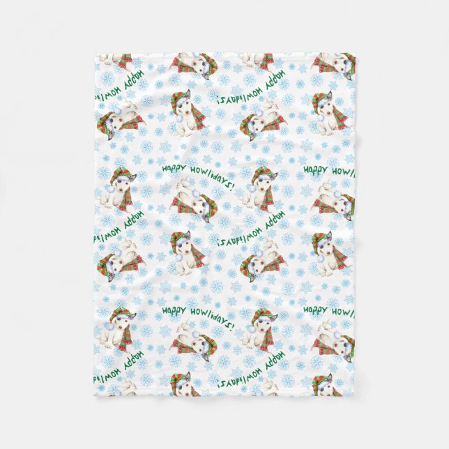 Lycklig Howlidays Mini Bull Terrier Fleecefilt (Framsidan)